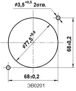 Установочные размеры прибора ЭВ0201 к щиту