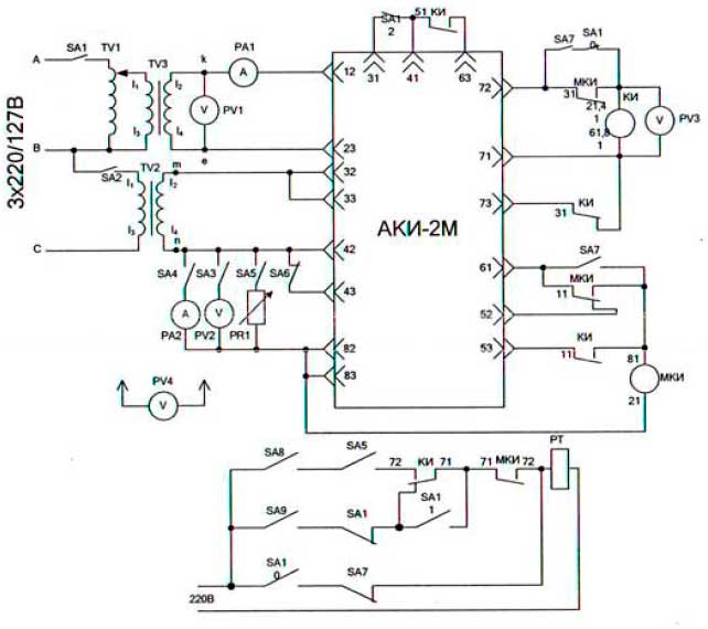 Схема настройки и проверки автомата АКИ-2М