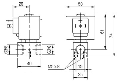 Рис.2. Габаритная схема клапана M2401 (341607)